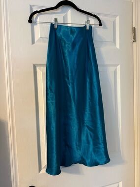 Teal Satin Maxi Skirt for Women